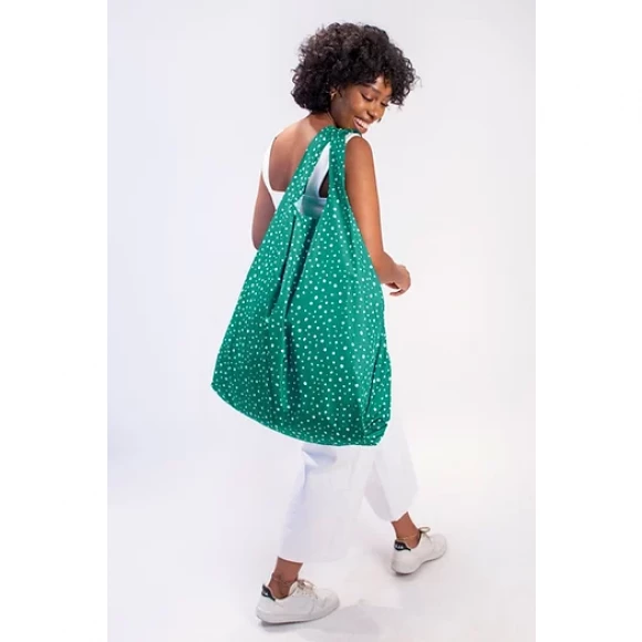 kind bag reusable large bag polkadots green