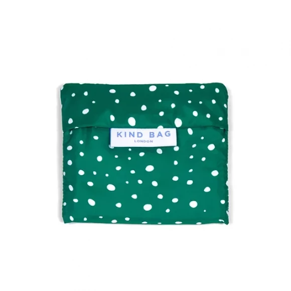 kind bag reusable large bag polkadots green