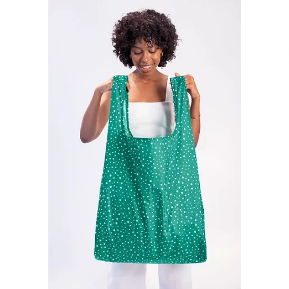 kind bag reusable large bag polkadots green